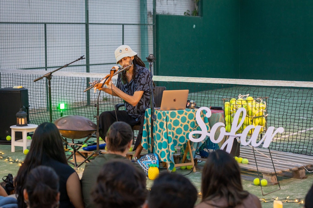 Vibranko plays the flute at Sofar Cancun