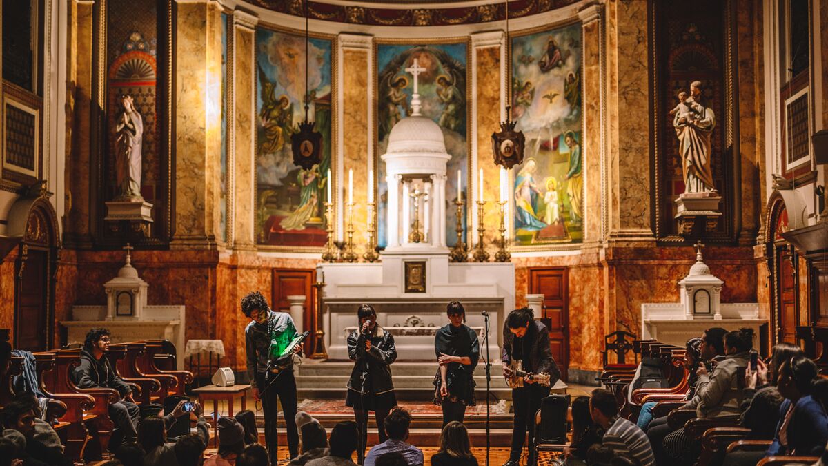 A band performs a Sofar show at Mercy Home for Children in NYC